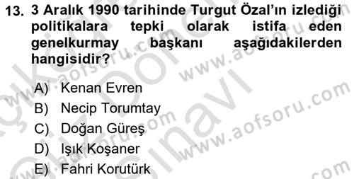 Türk Basın Tarihi Dersi 2025 - 2026 Yılı (Final) Dönem Sonu Sınav Soruları 13. Soru