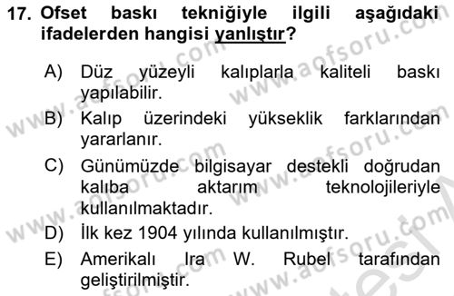 Türk Basın Tarihi Dersi 2025 - 2026 Yılı (Final) Dönem Sonu Sınav Soruları 17. Soru