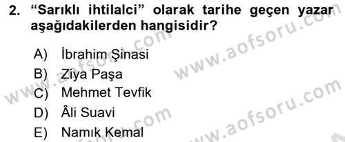 Türk Basın Tarihi Dersi 2025 - 2026 Yılı (Final) Dönem Sonu Sınav Soruları 2. Soru