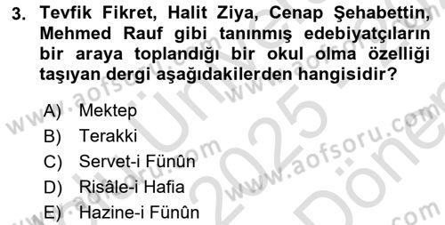 Türk Basın Tarihi Dersi 2025 - 2026 Yılı (Final) Dönem Sonu Sınav Soruları 3. Soru