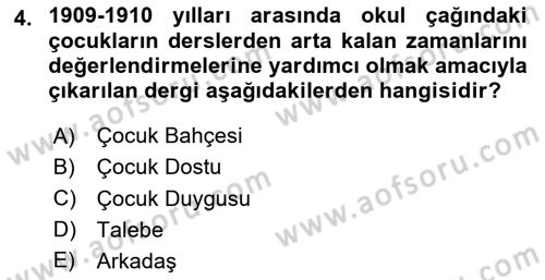 Türk Basın Tarihi Dersi 2025 - 2026 Yılı (Final) Dönem Sonu Sınav Soruları 4. Soru