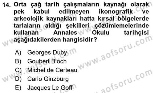 Tarih Felsefesi Dersi 2022 - 2023 Yılı (Final) Dönem Sonu Sınav Soruları 14. Soru
