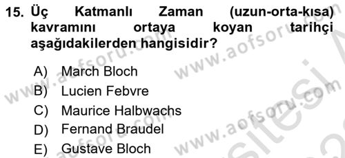 Tarih Felsefesi Dersi 2022 - 2023 Yılı (Final) Dönem Sonu Sınav Soruları 15. Soru