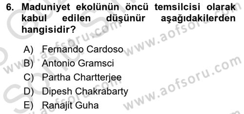 Tarih Felsefesi Dersi 2022 - 2023 Yılı (Final) Dönem Sonu Sınav Soruları 6. Soru