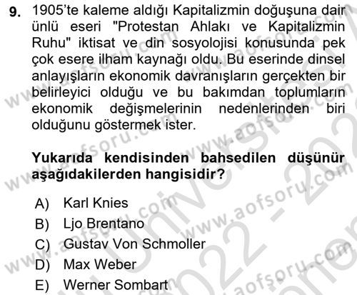 Tarih Felsefesi Dersi 2022 - 2023 Yılı (Final) Dönem Sonu Sınav Soruları 9. Soru