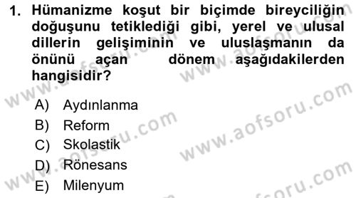 Tarih Felsefesi Dersi 2023 - 2024 Yılı (Final) Dönem Sonu Sınav Soruları 1. Soru
