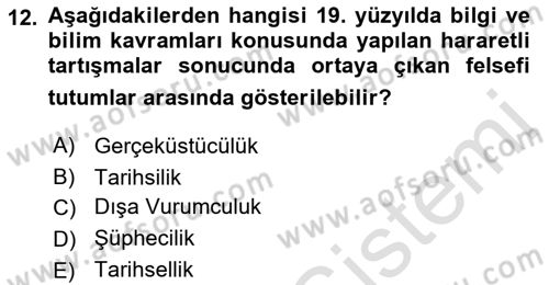 Tarih Felsefesi Dersi 2023 - 2024 Yılı (Final) Dönem Sonu Sınav Soruları 12. Soru