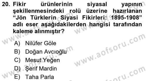 Tarih Felsefesi Dersi 2023 - 2024 Yılı (Final) Dönem Sonu Sınav Soruları 20. Soru