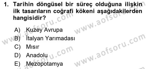 Tarih Felsefesi Dersi 2024 - 2025 Yılı (Vize) Ara Sınav Soruları 1. Soru