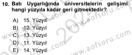 Tarih Felsefesi Dersi 2024 - 2025 Yılı (Vize) Ara Sınav Soruları 10. Soru