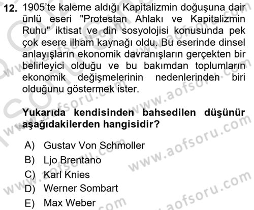 Tarih Felsefesi Dersi 2024 - 2025 Yılı (Final) Dönem Sonu Sınav Soruları 12. Soru