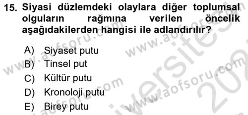 Tarih Felsefesi Dersi 2024 - 2025 Yılı (Final) Dönem Sonu Sınav Soruları 15. Soru