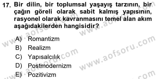 Tarih Felsefesi Dersi 2024 - 2025 Yılı (Final) Dönem Sonu Sınav Soruları 17. Soru