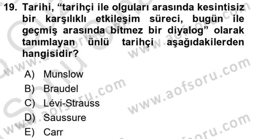 Tarih Felsefesi Dersi 2024 - 2025 Yılı (Final) Dönem Sonu Sınav Soruları 19. Soru