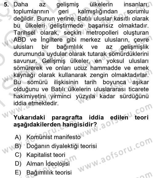 Tarih Felsefesi Dersi 2024 - 2025 Yılı (Final) Dönem Sonu Sınav Soruları 5. Soru