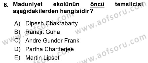 Tarih Felsefesi Dersi 2024 - 2025 Yılı (Final) Dönem Sonu Sınav Soruları 6. Soru