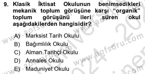 Tarih Felsefesi Dersi 2024 - 2025 Yılı (Final) Dönem Sonu Sınav Soruları 9. Soru