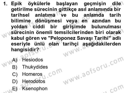 Tarih Felsefesi Dersi 2025 - 2026 Yılı (Vize) Ara Sınav Soruları 1. Soru