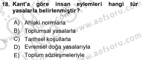 Tarih Felsefesi Dersi 2025 - 2026 Yılı (Vize) Ara Sınav Soruları 18. Soru