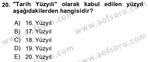 Tarih Felsefesi Dersi 2025 - 2026 Yılı (Vize) Ara Sınav Soruları 20. Soru