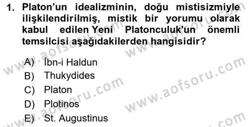 Tarih Felsefesi Dersi 2025 - 2026 Yılı (Final) Dönem Sonu Sınav Soruları 1. Soru