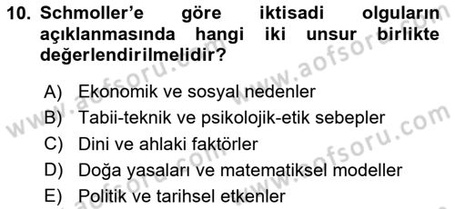 Tarih Felsefesi Dersi 2025 - 2026 Yılı (Final) Dönem Sonu Sınav Soruları 10. Soru