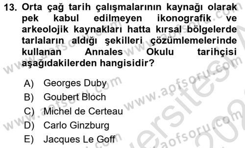 Tarih Felsefesi Dersi 2025 - 2026 Yılı (Final) Dönem Sonu Sınav Soruları 13. Soru