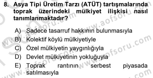 Tarih Felsefesi Dersi 2025 - 2026 Yılı (Final) Dönem Sonu Sınav Soruları 8. Soru