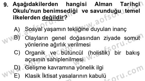 Tarih Felsefesi Dersi 2025 - 2026 Yılı (Final) Dönem Sonu Sınav Soruları 9. Soru
