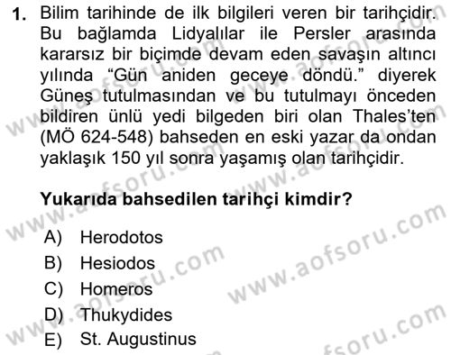 Tarih Felsefesi Dersi 2025 - 2026 Yılı Yaz Okulu Sınav Soruları 1. Soru