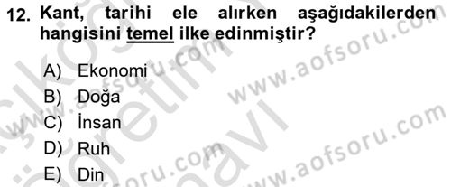 Tarih Felsefesi Dersi 2025 - 2026 Yılı Yaz Okulu Sınav Soruları 12. Soru