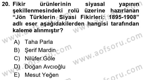 Tarih Felsefesi Dersi 2025 - 2026 Yılı Yaz Okulu Sınav Soruları 20. Soru