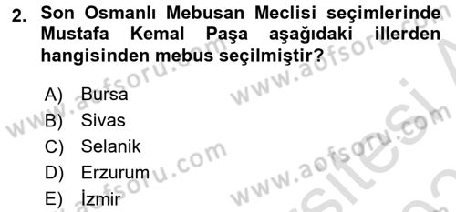 Milli Mücadele Tarihi Dersi 2022 - 2023 Yılı Yaz Okulu Sınavı 2. Soru