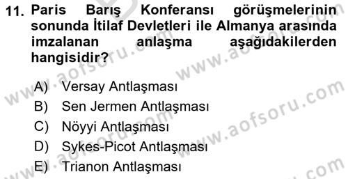 Milli Mücadele Tarihi Dersi 2023 - 2024 Yılı (Final) Dönem Sonu Sınav Soruları 11. Soru