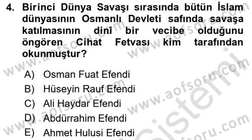 Milli Mücadele Tarihi Dersi 2024 - 2025 Yılı (Vize) Ara Sınav Soruları 4. Soru