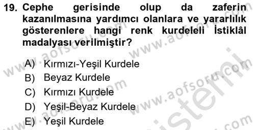 Milli Mücadele Tarihi Dersi 2025 - 2026 Yılı (Final) Dönem Sonu Sınav Soruları 19. Soru