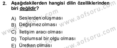 Türkçe Ses Bilgisi Dersi 2013 - 2014 Yılı (Vize) Ara Sınav Soruları 2. Soru