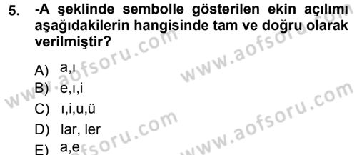 Türkçe Ses Bilgisi Dersi Ara Sınavı Deneme Sınav Soruları 5. Soru
