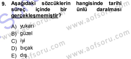 Türkçe Ses Bilgisi Dersi 2013 - 2014 Yılı (Final) Dönem Sonu Sınav Soruları 9. Soru