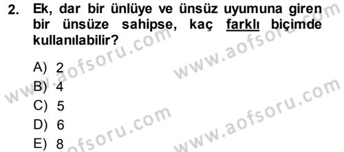 Türkçe Ses Bilgisi Dersi Ara Sınavı Deneme Sınav Soruları 2. Soru