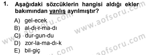 Türkçe Ses Bilgisi Dersi 2014 - 2015 Yılı (Final) Dönem Sonu Sınav Soruları 1. Soru