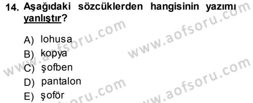 Türkçe Ses Bilgisi Dersi 2014 - 2015 Yılı (Final) Dönem Sonu Sınav Soruları 14. Soru