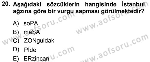 Türkçe Ses Bilgisi Dersi 2014 - 2015 Yılı (Final) Dönem Sonu Sınav Soruları 20. Soru