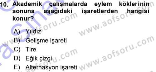 Türkçe Ses Bilgisi Dersi Ara Sınavı Deneme Sınav Soruları 10. Soru