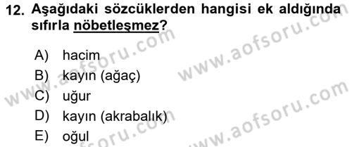 Türkçe Ses Bilgisi Dersi 2015 - 2016 Yılı (Final) Dönem Sonu Sınav Soruları 12. Soru