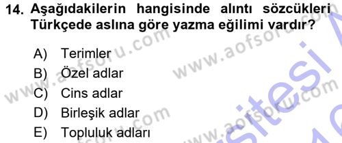 Türkçe Ses Bilgisi Dersi 2015 - 2016 Yılı (Final) Dönem Sonu Sınav Soruları 14. Soru