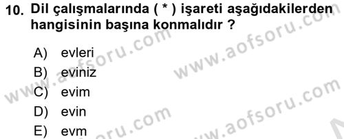 Türkçe Ses Bilgisi Dersi Ara Sınavı Deneme Sınav Soruları 10. Soru