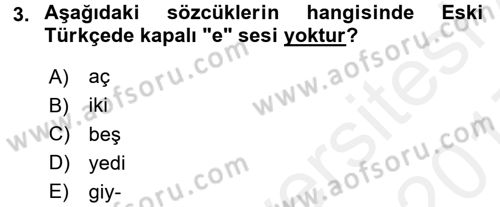Türkçe Ses Bilgisi Dersi 2016 - 2017 Yılı (Final) Dönem Sonu Sınav Soruları 3. Soru