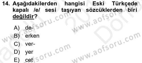 Türkçe Ses Bilgisi Dersi 2017 - 2018 Yılı (Final) Dönem Sonu Sınav Soruları 14. Soru