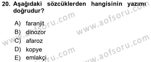 Türkçe Ses Bilgisi Dersi 2017 - 2018 Yılı (Final) Dönem Sonu Sınav Soruları 20. Soru